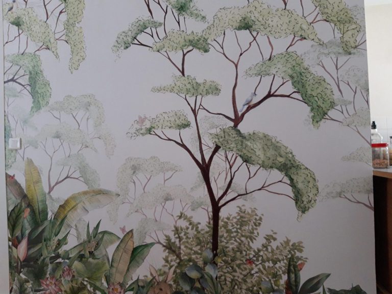 Papier peint panoramique forêt tropicale aquarelle