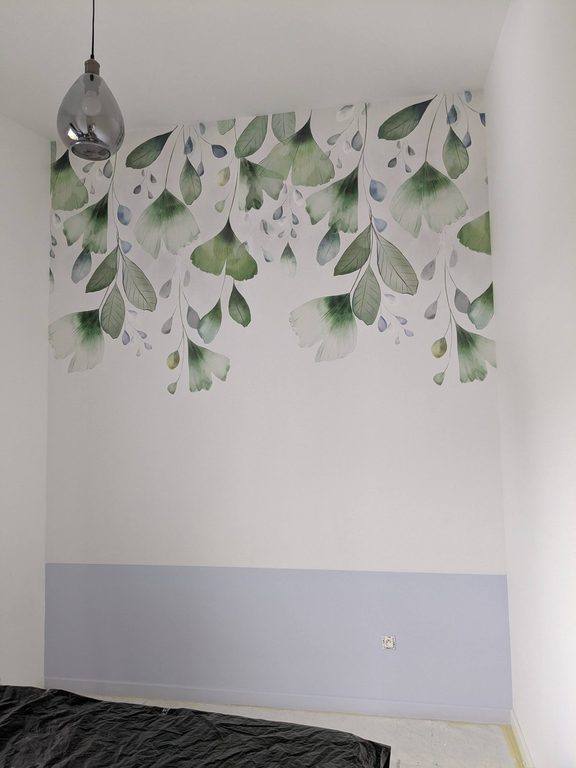 Papier peint panoramique feuilles ginkgo tombantes