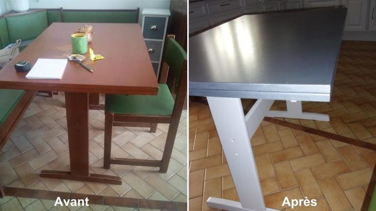 Avant et après : la table de cuisine repeinte