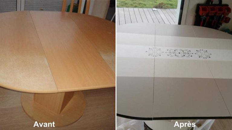 Table ovale avant/après relooking — Blanch'ART